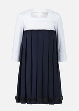 Owa Yurika Aya Pleated Navy Dress