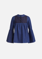 Owa Yurika Flo girls denim blue top 