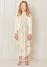 Owa Yurika Sasha girls summer gathered cream dress