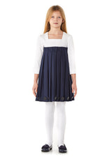 Owa Yurika Aya Pleated Navy Dress