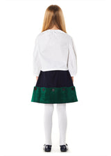 Owa Yurika Selena Velvet trim Skirt Navy Green