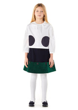 Owa Yurika Selena Velvet trim Skirt Navy Green