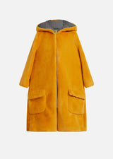 Owa Yurika Millie girls faux fur hooded yellow coat yellow