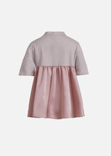 Owa Yurika girls pink grey frill satin top made in Japan