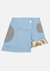 Girls Frill Hem Light Blue Denim Skort Japanese Children Clothing Owa Yurika