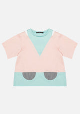 Girls Cotton Open Shoulder Short Sleeve T-shirt Japanese Children Tops Owa Yurika