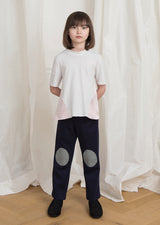Owa Yurika girls pink grey frill satin top made in Japan