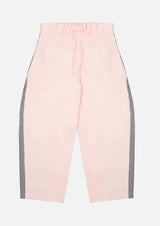 Girls navy stripe denim panel pink cotton wide trouser Japanese Children Clothing Owa Yurika