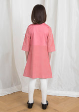 Owa Yurika Lily girls pink corduroy dress Made in Japan