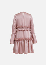 Owa Yurika Phoebe girls pink satin frill dress