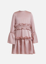 Owa Yurika Phoebe girls pink satin frill dress