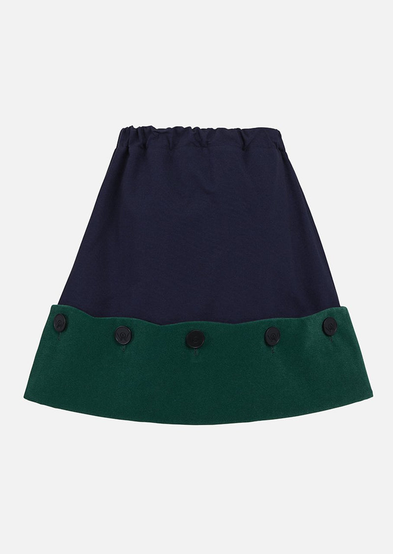 Owa Yurika Selena Velvet trim Skirt Navy Green