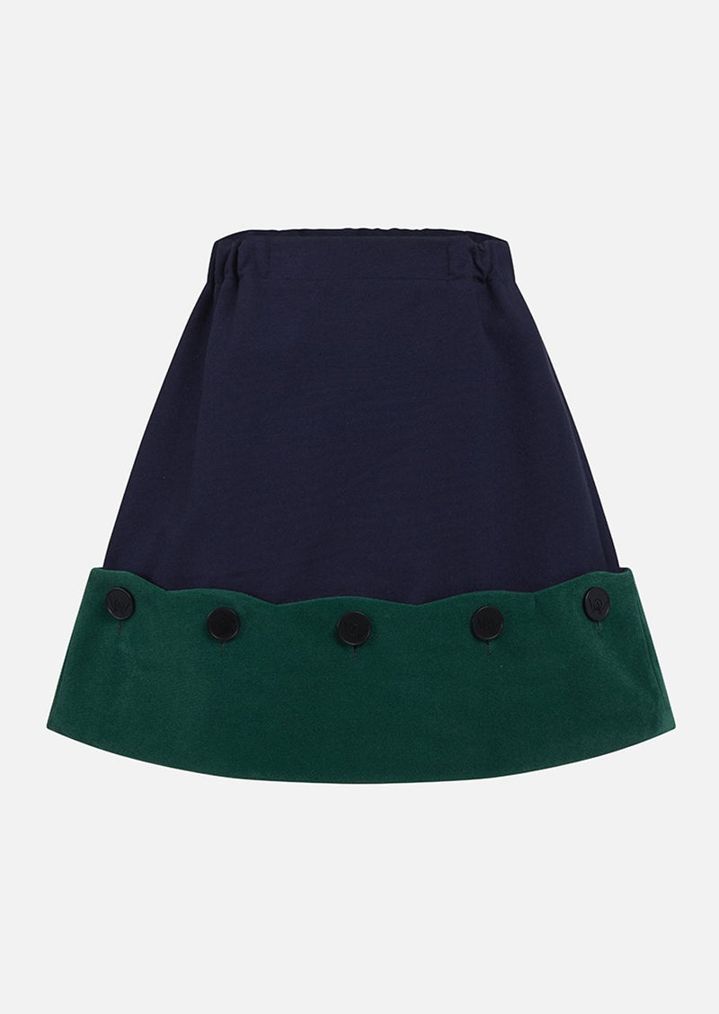 Owa Yurika Selena Velvet trim Skirt Navy Green