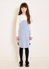 Owa Yurika Erina Girls Jersey Dress Cream and Pale Blue