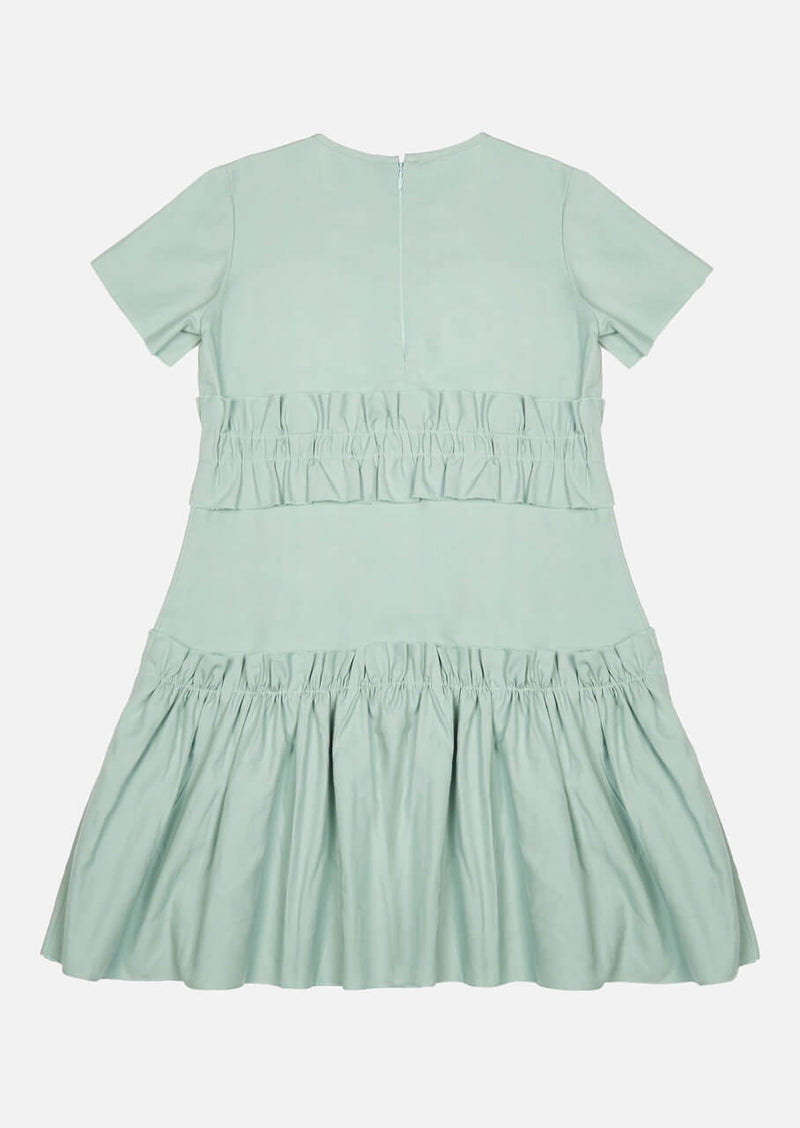 Girls Short Sleeve Mint Green Summer Tiered Dress Japanese Children Clothing Owa Yurika