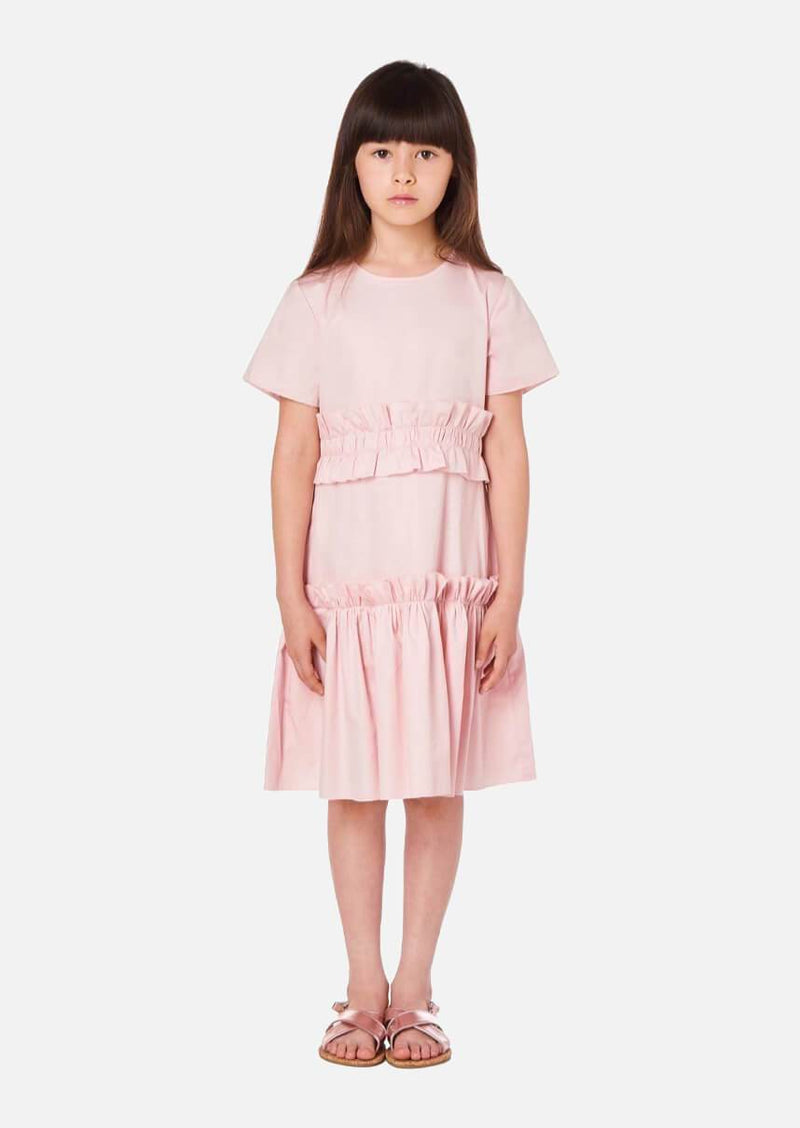 Girls Short Sleeve Pink Summer Tiered Dress Japanese Children Clothing Owa Yurika