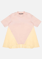 Girls yellow side and back frill pink short sleeve T-shirt Children Tops Owa Yurika Japanese Luxury Brand